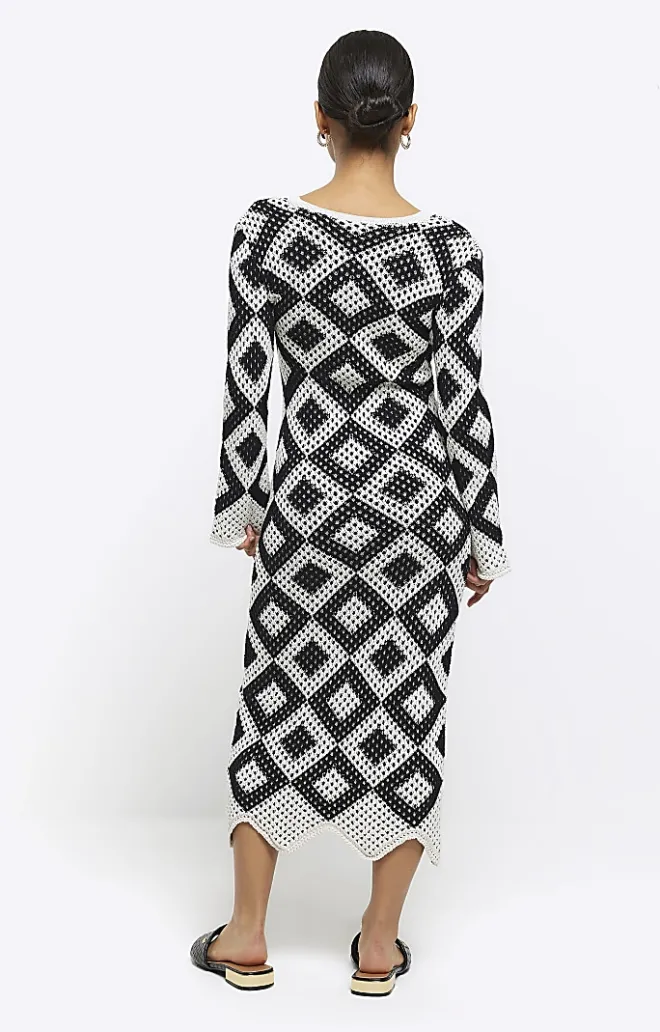 River Island Petite diamond stitch beach maxi dress Black Fashion