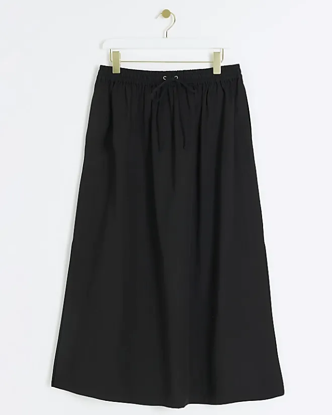 River Island Petite elasticated waist maxi skirt Black Outlet