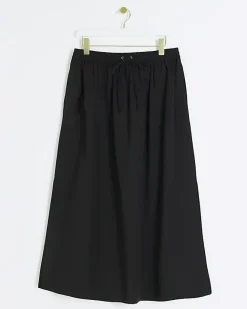 River Island Petite elasticated waist maxi skirt Black Outlet