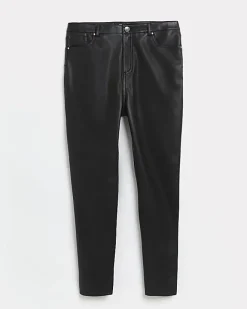 River Island Petite faux leather bum sculpt trousers Black Outlet