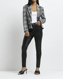 River Island Petite faux leather bum sculpt trousers Black Outlet