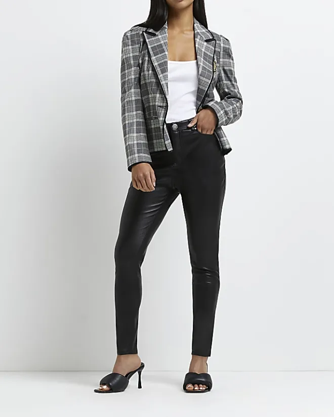 River Island Petite faux leather bum sculpt trousers Black Outlet