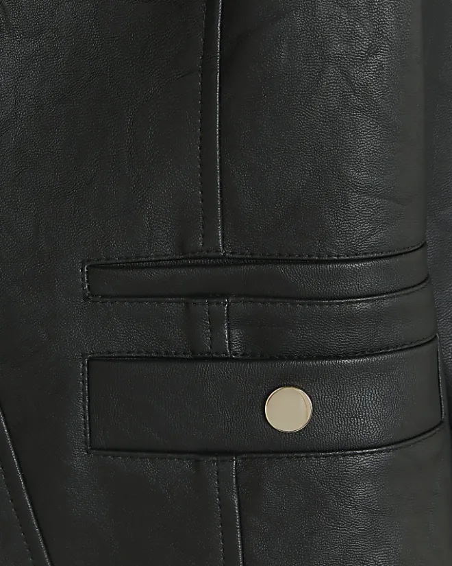 River Island Petite faux leather blazer Black Fashion