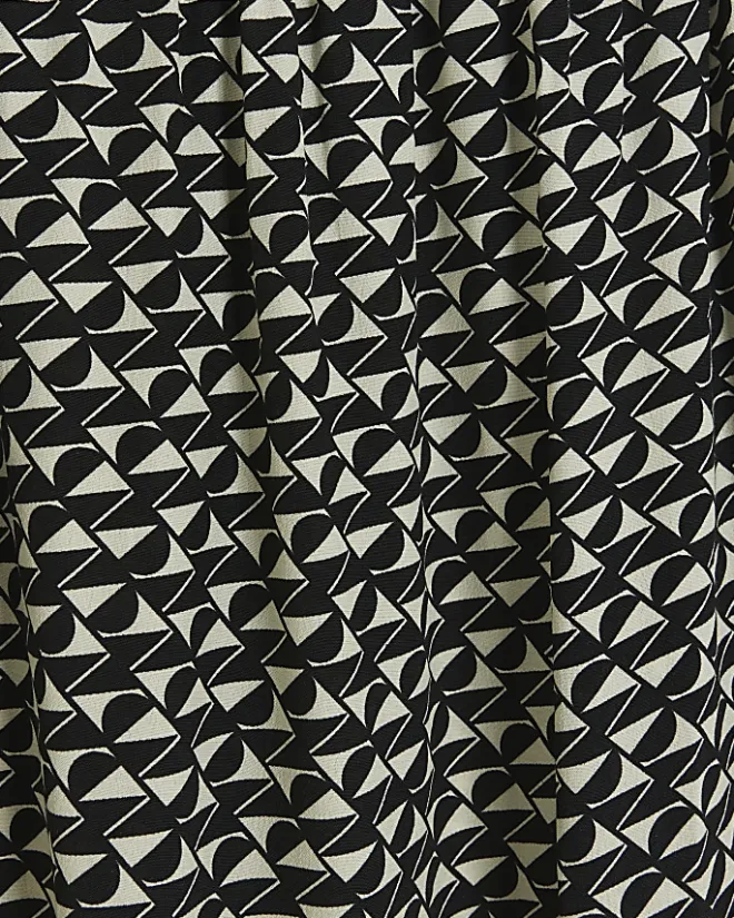 River Island Petite geometric wide leg trousers Black Discount