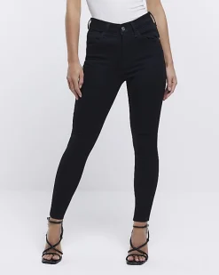 River Island Petite High Waisted Skinny Jeans Black Outlet