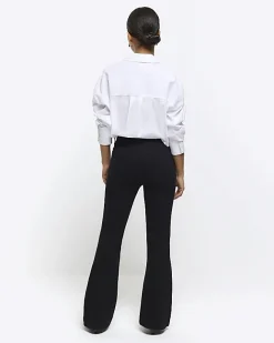 River Island Petite high waisted flare jeans Black Clearance