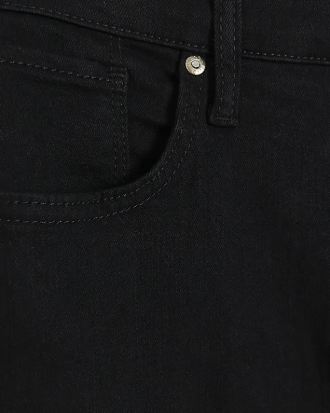 River Island Petite high waisted flare jeans Black Clearance