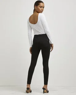 River Island Petite Molly mid rise skinny jeans Black Online