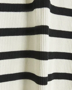 River Island Petite rib stripe bodycon midi dress Black Clearance