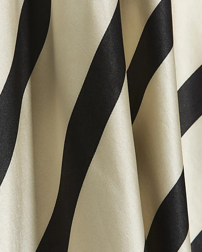 River Island Petite satin stripe midi skirt Black Online