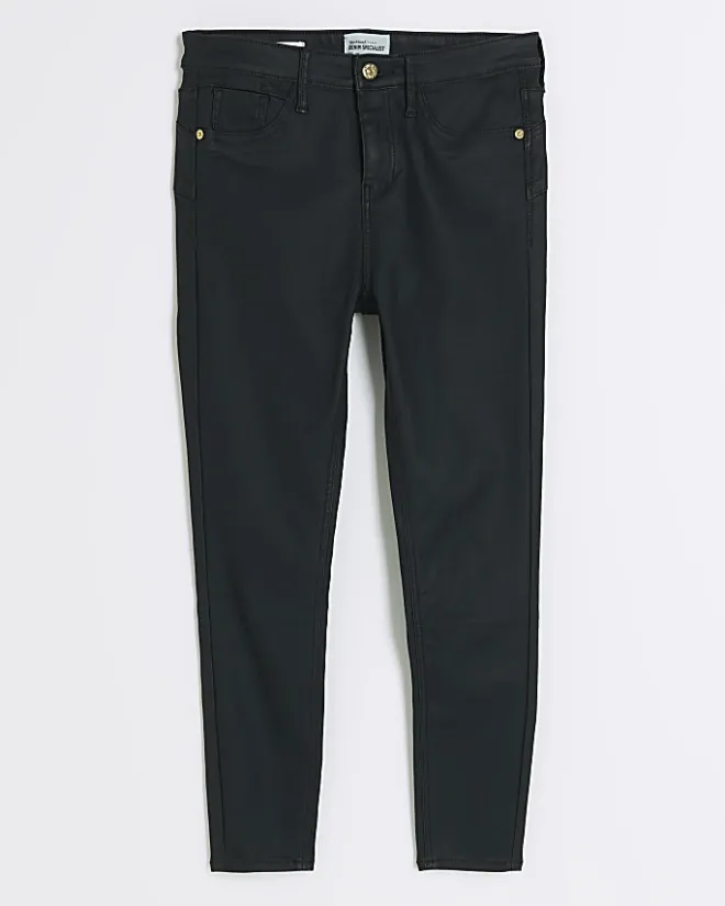 River Island Petite skinny fit coated jeans Black Hot