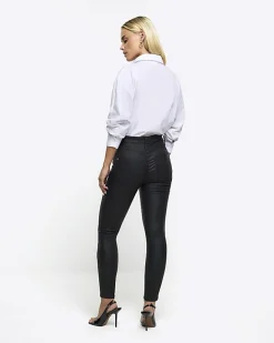 River Island Petite skinny fit coated jeans Black Hot
