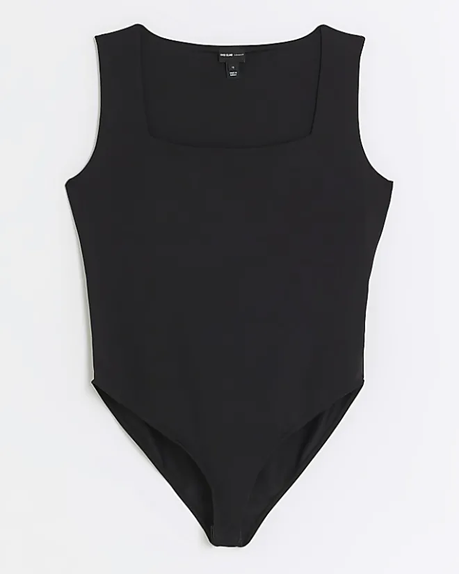 River Island Petite square neck bodysuit Black Sale
