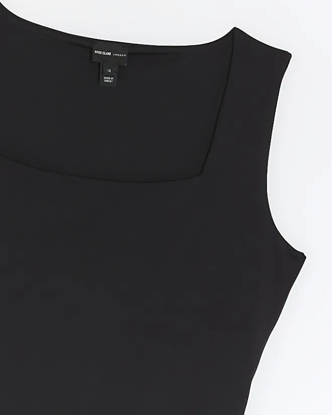 River Island Petite square neck bodysuit Black Sale