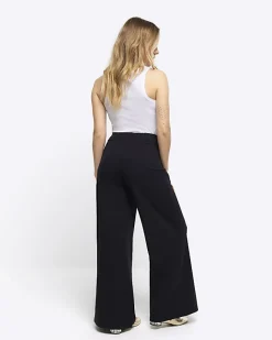 River Island Petite stitched wide leg trousers Black Fashion