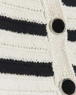 River Island Petite stripe textured knit cardigan Black Fashion