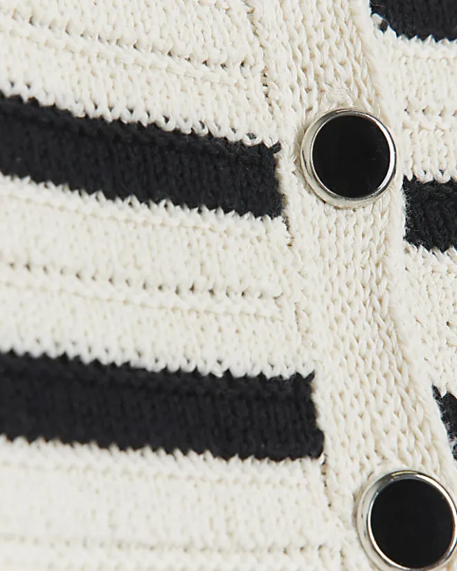 River Island Petite stripe textured knit cardigan Black Fashion