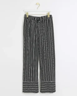 River Island Petite stripe wide leg trousers Black Sale