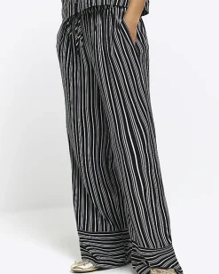 River Island Petite stripe wide leg trousers Black Sale