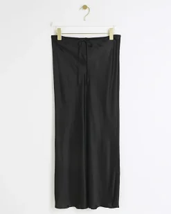River Island Petite tie waist maxi skirt Black Discount