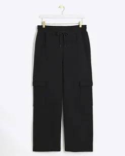 River Island Petite wide leg cargo joggers Black Online