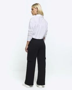 River Island Petite wide leg cargo joggers Black Online
