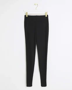 River Island Petite zip hem leggings Black Clearance