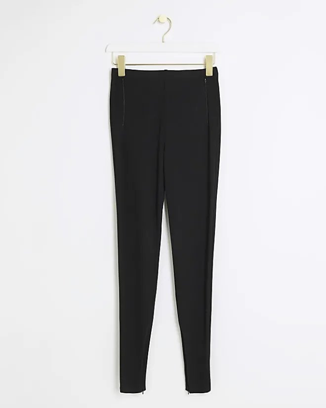 River Island Petite zip hem leggings Black Clearance