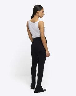 River Island Petite zip hem leggings Black Clearance