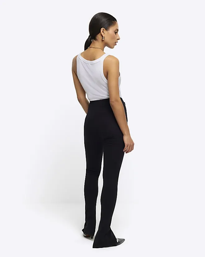 River Island Petite zip hem leggings Black Clearance