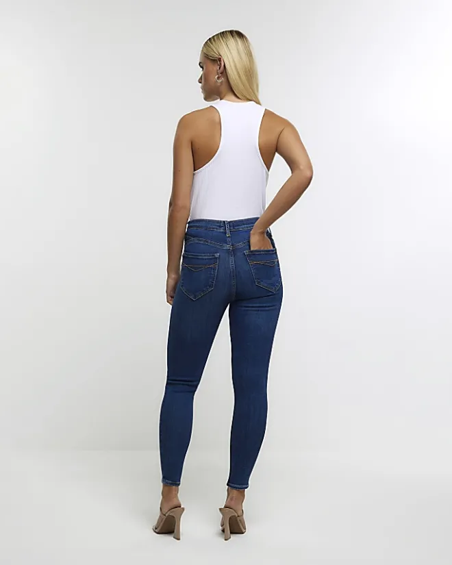 River Island Petite high waist skinny jeans Blue Best