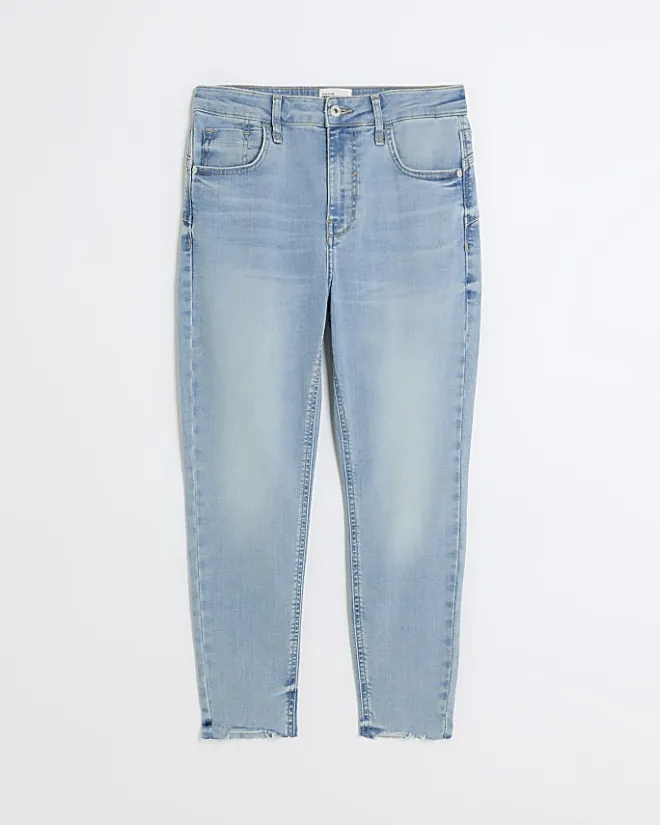 River Island Petite high waisted bum sculpt jeans Blue Fashion
