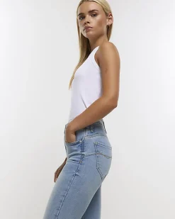 River Island Petite high waisted bum sculpt jeans Blue Fashion