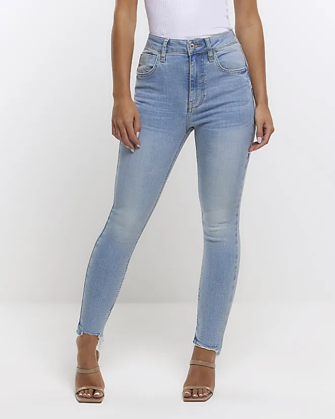 River Island Petite high waisted bum sculpt jeans Blue Fashion