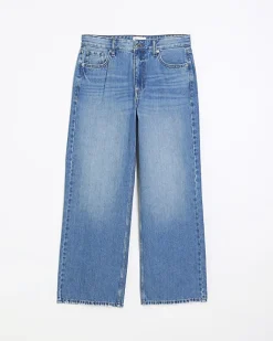 River Island Petite high waisted straight leg jeans Blue New
