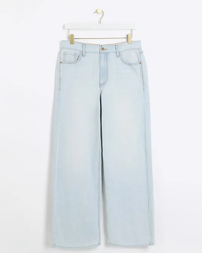 River Island Petite high waisted straight jeans Blue Fashion