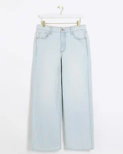 River Island Petite high waisted straight jeans Blue Fashion