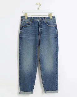 River Island Petite high waisted mom sculpt jeans Blue Online