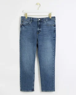 River Island Petite high waisted slim straight jeans Blue New