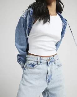 River Island Petite high waisted straight jeans Blue Sale