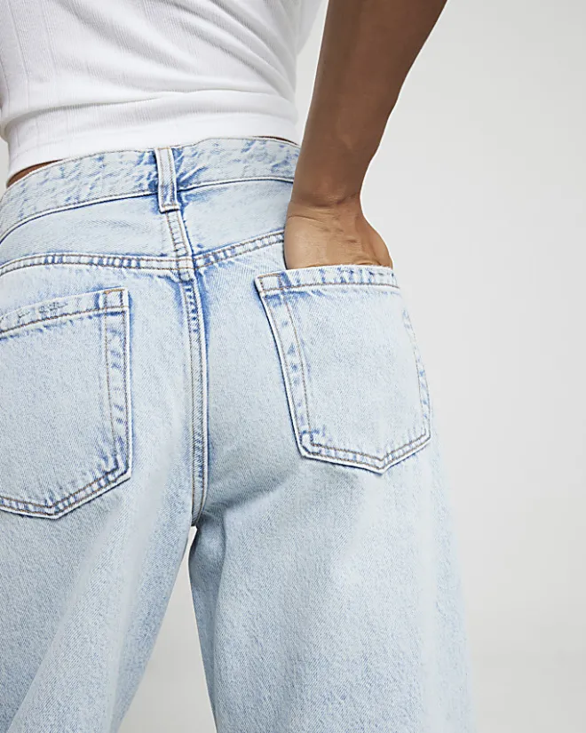 River Island Petite high waisted straight jeans Blue Sale