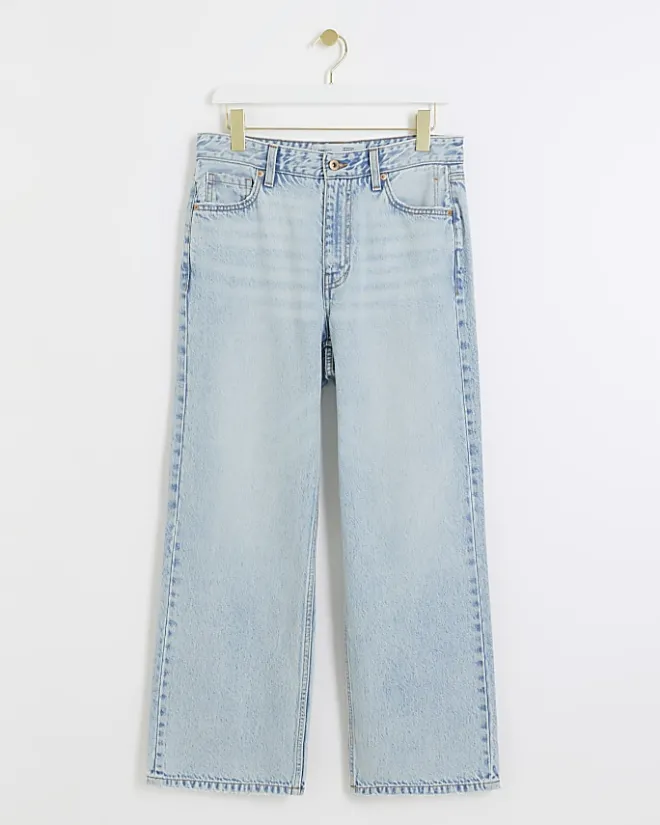 River Island Petite high waisted straight jeans Blue Sale