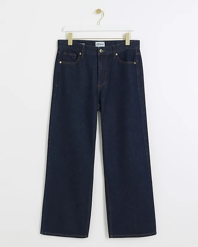 River Island Petite high waisted straight jeans Blue Hot