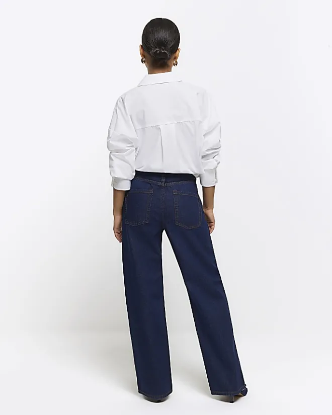 River Island Petite high waisted straight jeans Blue Hot
