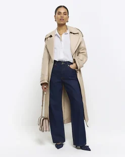 River Island Petite high waisted straight jeans Blue Hot