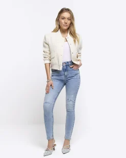 River Island Petite high waisted ripped jeggings Blue Best