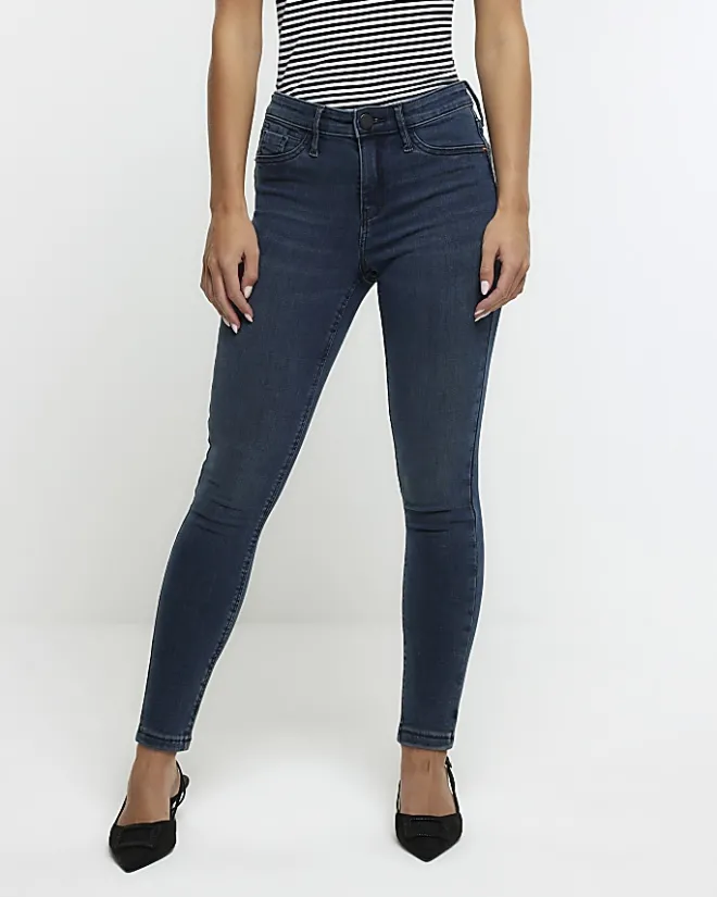 River Island Petite mid rise skinny jeans Blue New