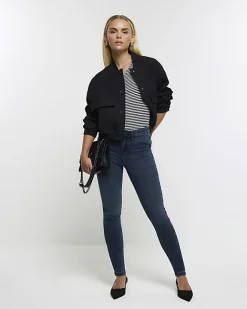 River Island Petite mid rise skinny jeans Blue New