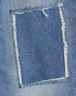 River Island Petite patch stove pipe straight jeans Blue Clearance