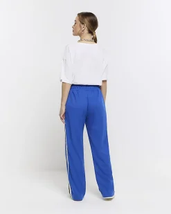 River Island Petite side stripe wide leg joggers Blue New